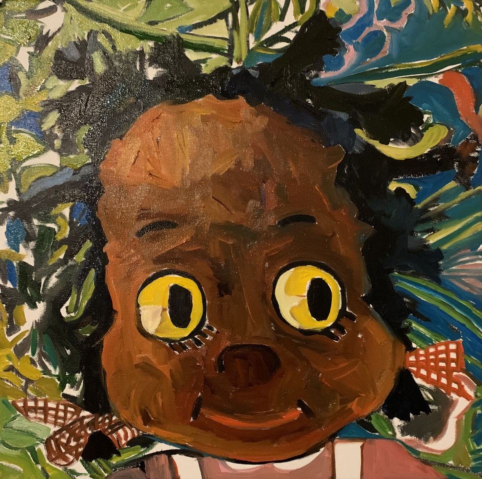 Wanting to Be by Beverly McIver, oil on canvas, 20 x 20 at Craven Allen Gallery