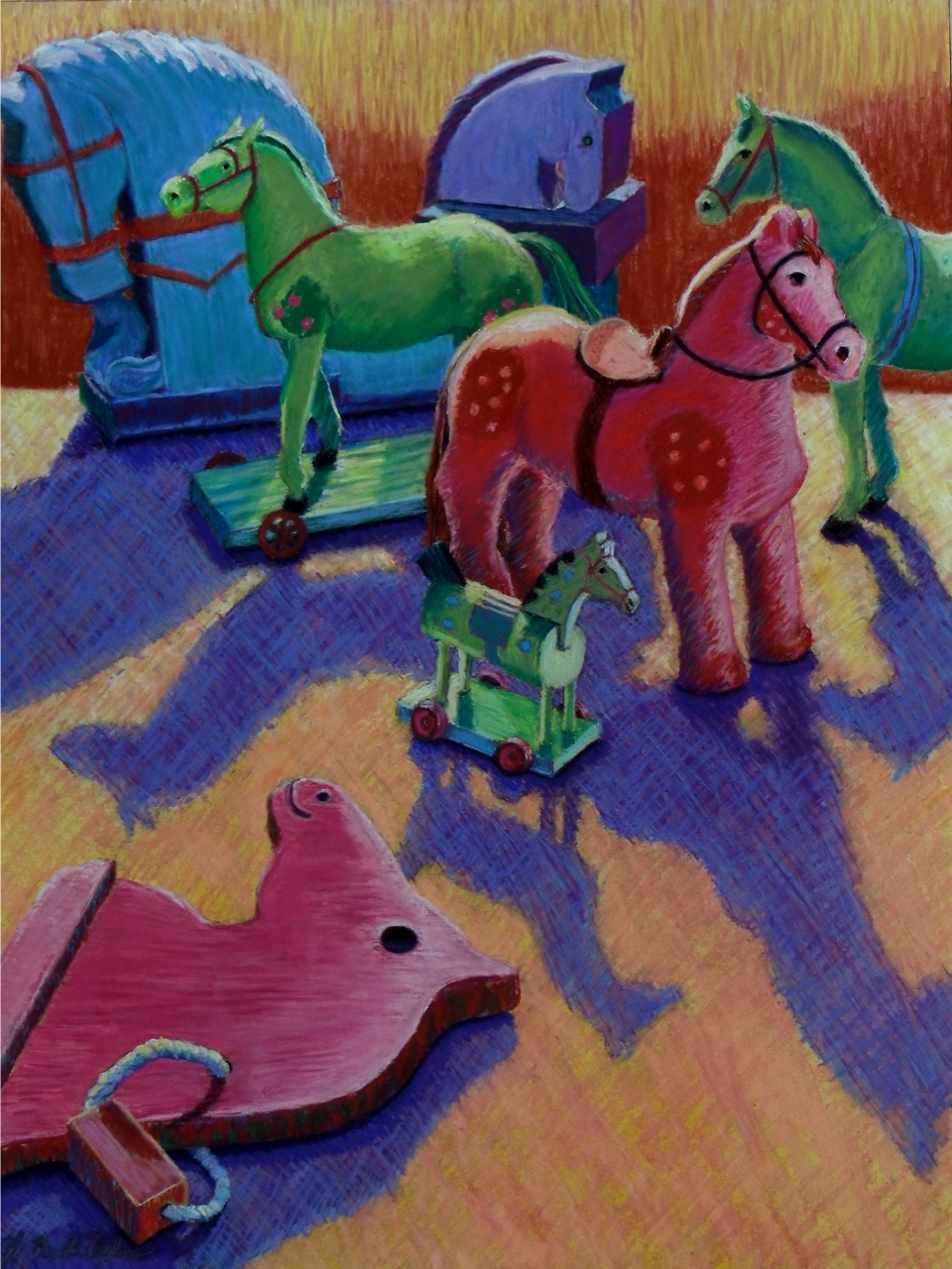 Horses of A Different Color by A. Hunter Taylor, pastel, 24 x 18 at Craven Allen Gallery