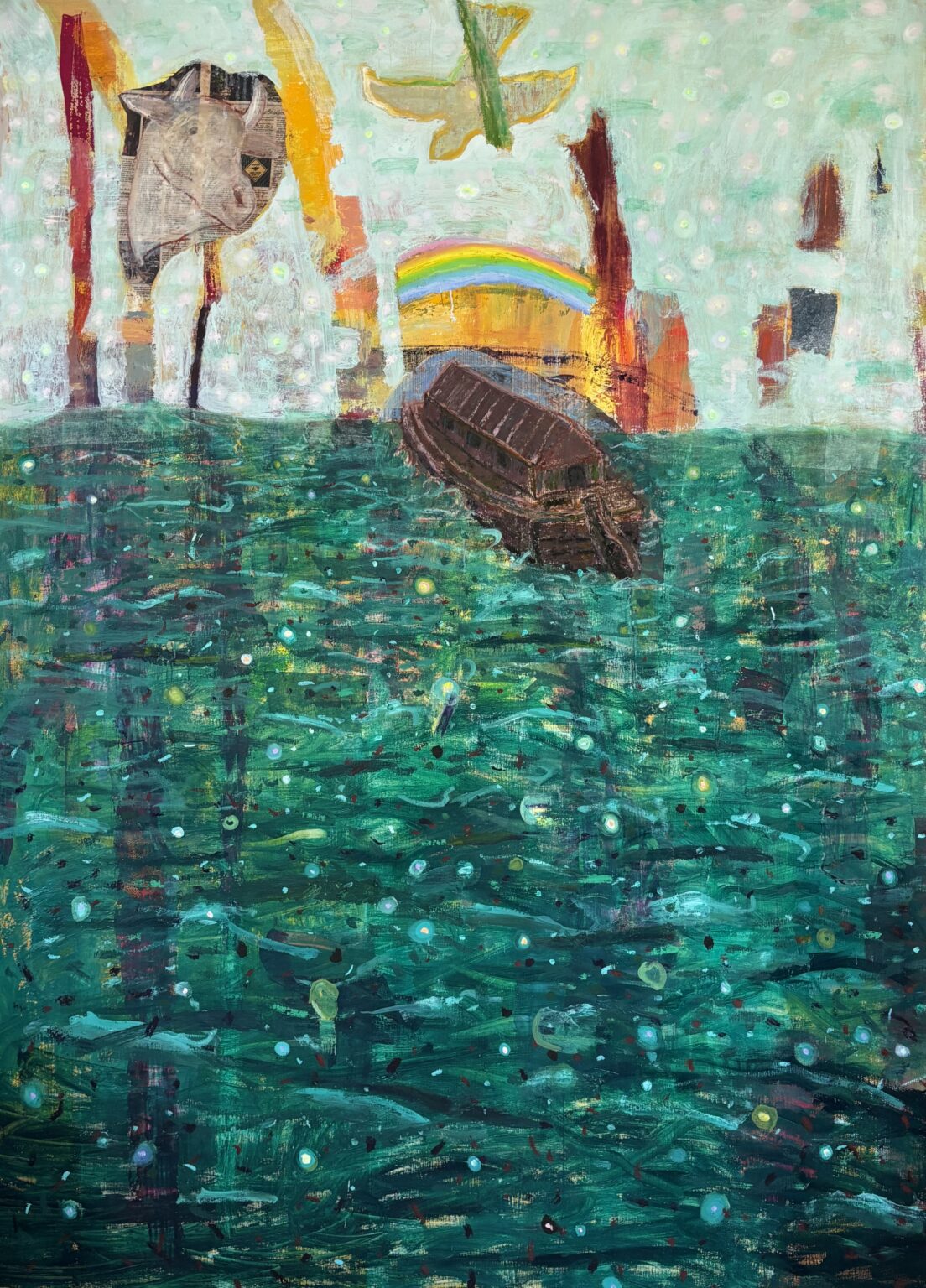 Ark by John Beerman, mixed media on linen, 78 x 56, $50,000