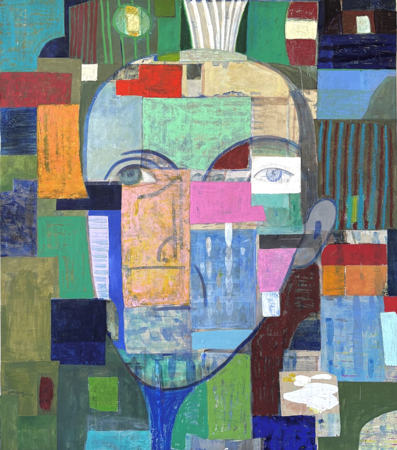 Big Face by John Beerman, mixed media on linen, 77×66, $52,500