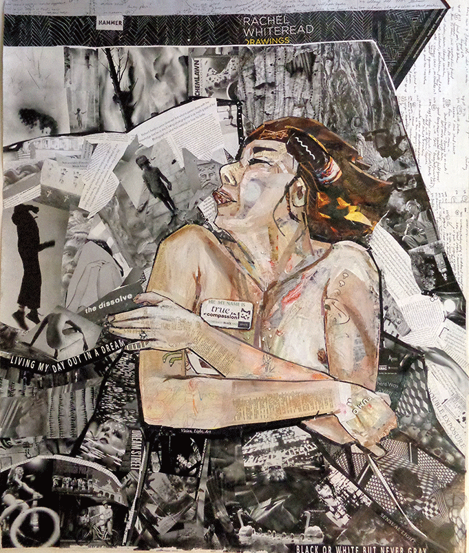 I Dream in Black and White,  collage, 33 x 46 by Kathryn DeMarco at Craven Allen Gallery