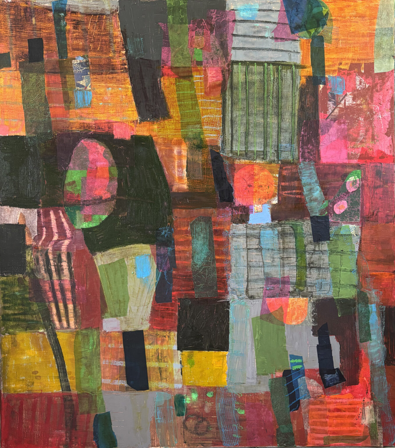 Cardinal by John Beerman, mixed media on linen, 52 x 46, $36,000