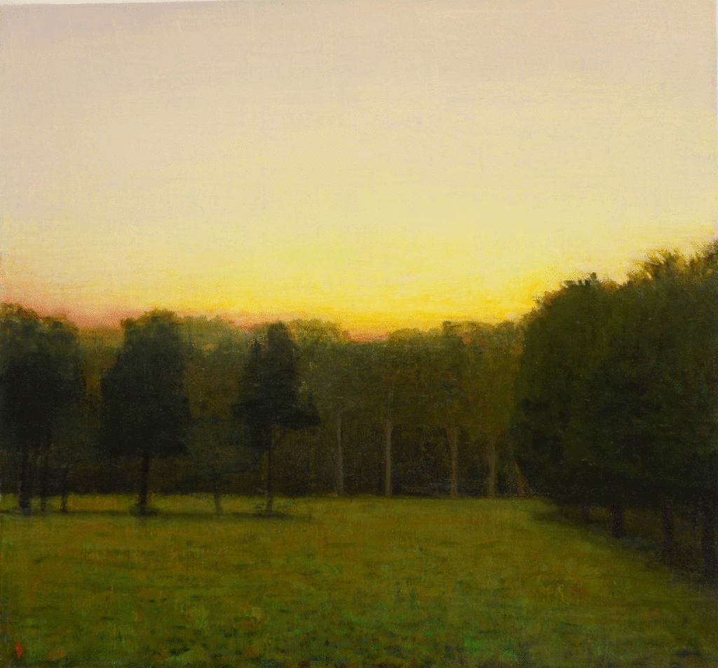 Summer Twilight, South Field, Oil on linen, 14 x 15 by John Beerman at Craven Allen Gallery