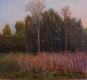 Late Winter, Oil and watercolor on linen 10 x 11 by John Beerman at Craven Allen Gallery