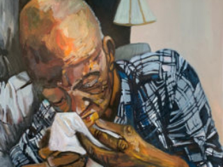 Daddy Eating a Peach by Beverly McIver, oil on canvas, 30 x 30 at Craven Allen Gallery  30,000