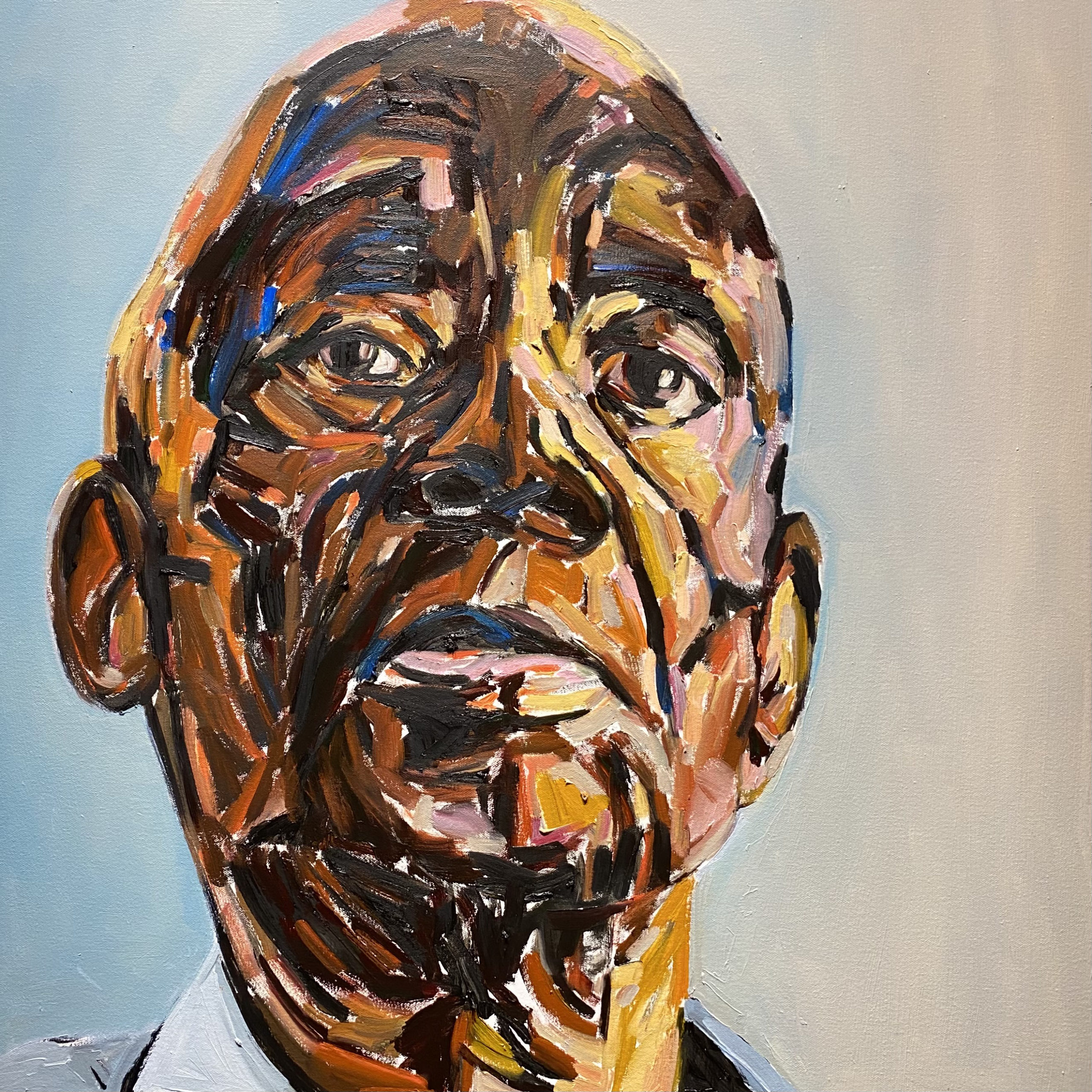 Proud Daddy by Beverly McIver, oil on canvas, 30 x 30 at Craven Allen Gallery  30,000