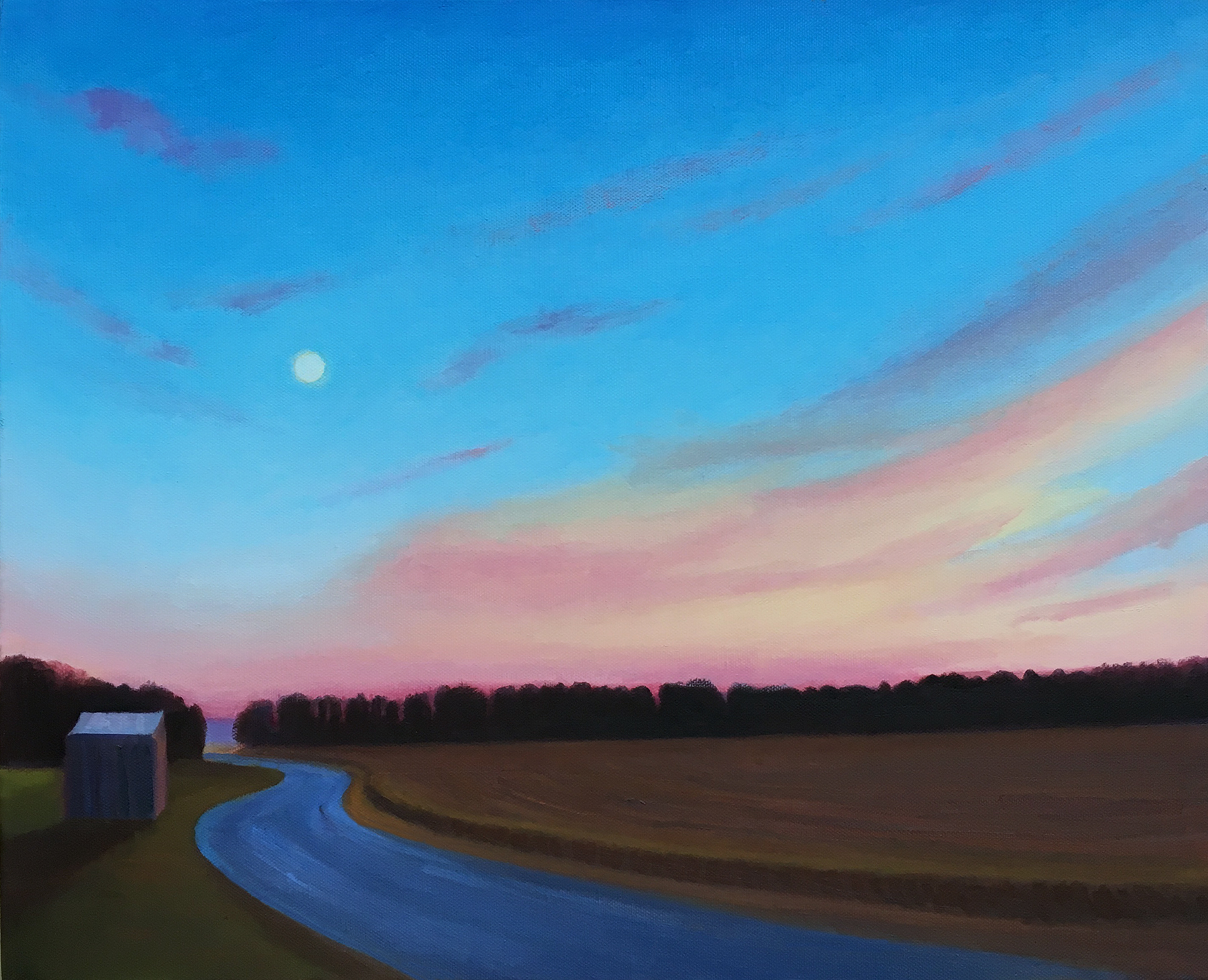Harvest Moonrise by David Davenport 16X20 oil on canvas at Craven Allen Gallery 1500