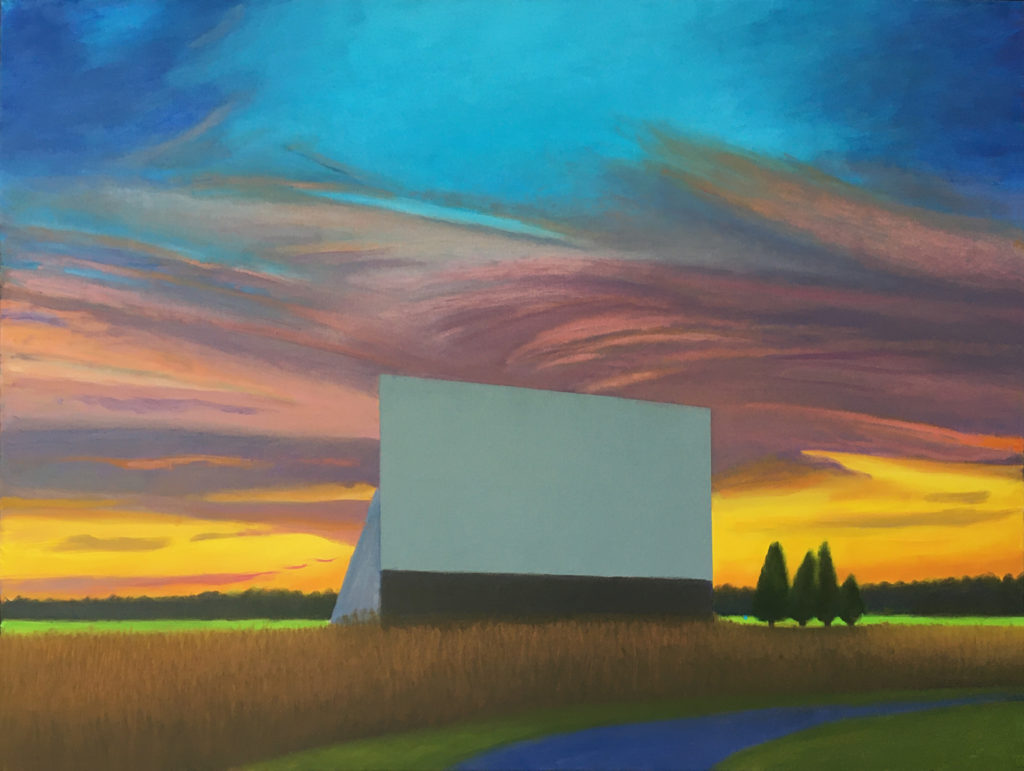 Twilight Drive-In  by David Davenport 30X40 oil on canvas  at Craven Allen Gallery  3800