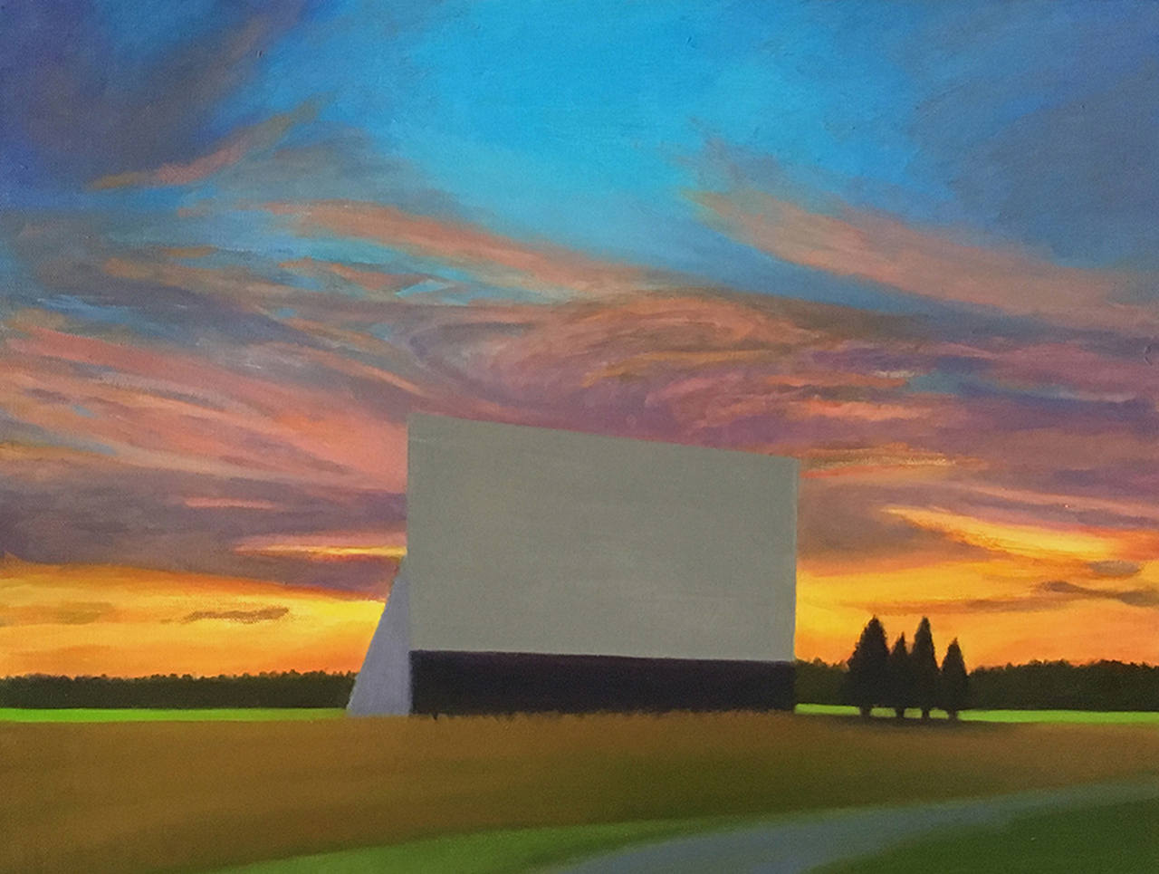 Twilight Drive-In Study by David Davenport 16X20 oil on canvas at Craven Allen Gallery 1400