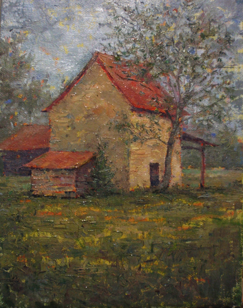 Halls' Barn by Gerry O'Neill, oil on panel, 8x10 at Craven Allen Gallery