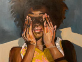 Girl Closing Her Eyes by Beverly McIver, oil on canvas, 48 x 36 at Craven Allen Gallery  45,000