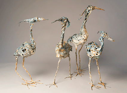 Herons, mixed materials, by Bryant Holsenbeck at Craven Allen Gallery