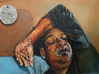 Sick in Rome, Oil on paper, 16 x20 by Beverly McIver at Craven Allen Gallery