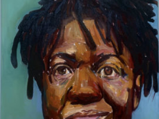 Covid Cut by Beverly McIver, oil on canvas, 20 x 20 at Craven Allen Gallery  15,000