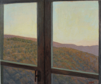 La Fortezza, View from Window Winter Late Afternoon Light on Mountain, Oil on linen, 16 x 20 by John Beerman at Craven Allen Gallery