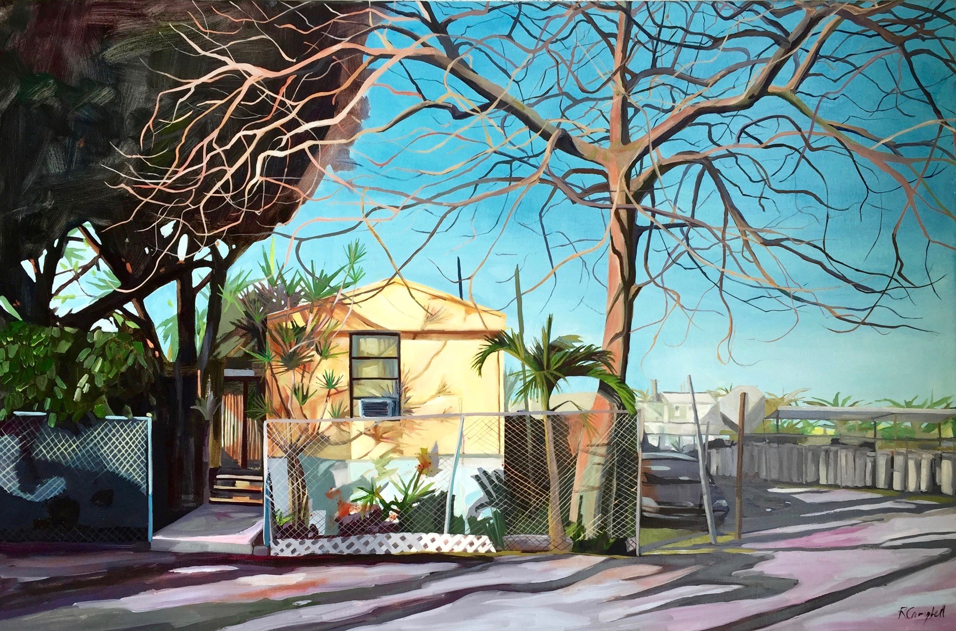 Last One Standing at the Gas Depot, oil on canvas, 36×24 by Rachel Campbell at Craven Allen Gallery