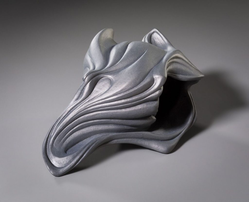 Silver Shell by Rosalie Midyette, ceramic,10x7x6  at Craven Allen Gallery