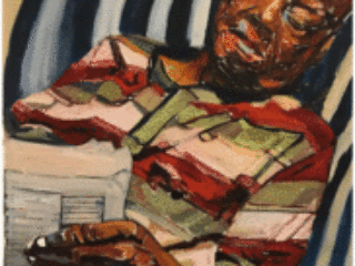 Dad Reading the Obituaries, Oil on Canvas, 31&rdquo;x45   by Beverly McIver at Craven Allen Gallery