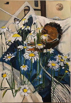 Sharon Pushing Up Daisies II, Oil on Canvas, 31”x47 by Beverly McIver at Craven Allen Gallery