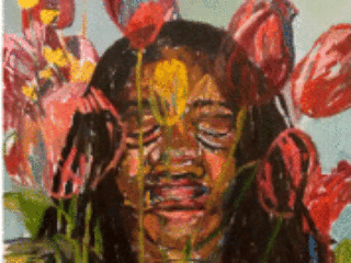 Remembering Maggie, Oil on Canvas, collaged paper, 25  x 39 by Beverly McIver at Craven Allen Gallery