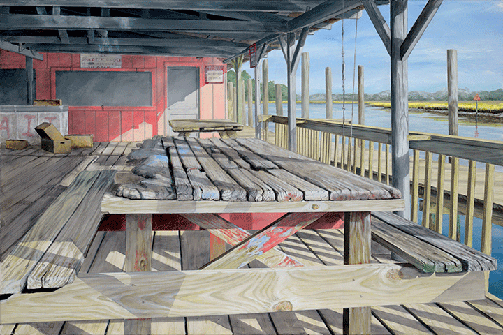 If Tables Could Talk, acrylic on canvas, 24" x 36"  by Tony Alderman at Craven Allen Gallery