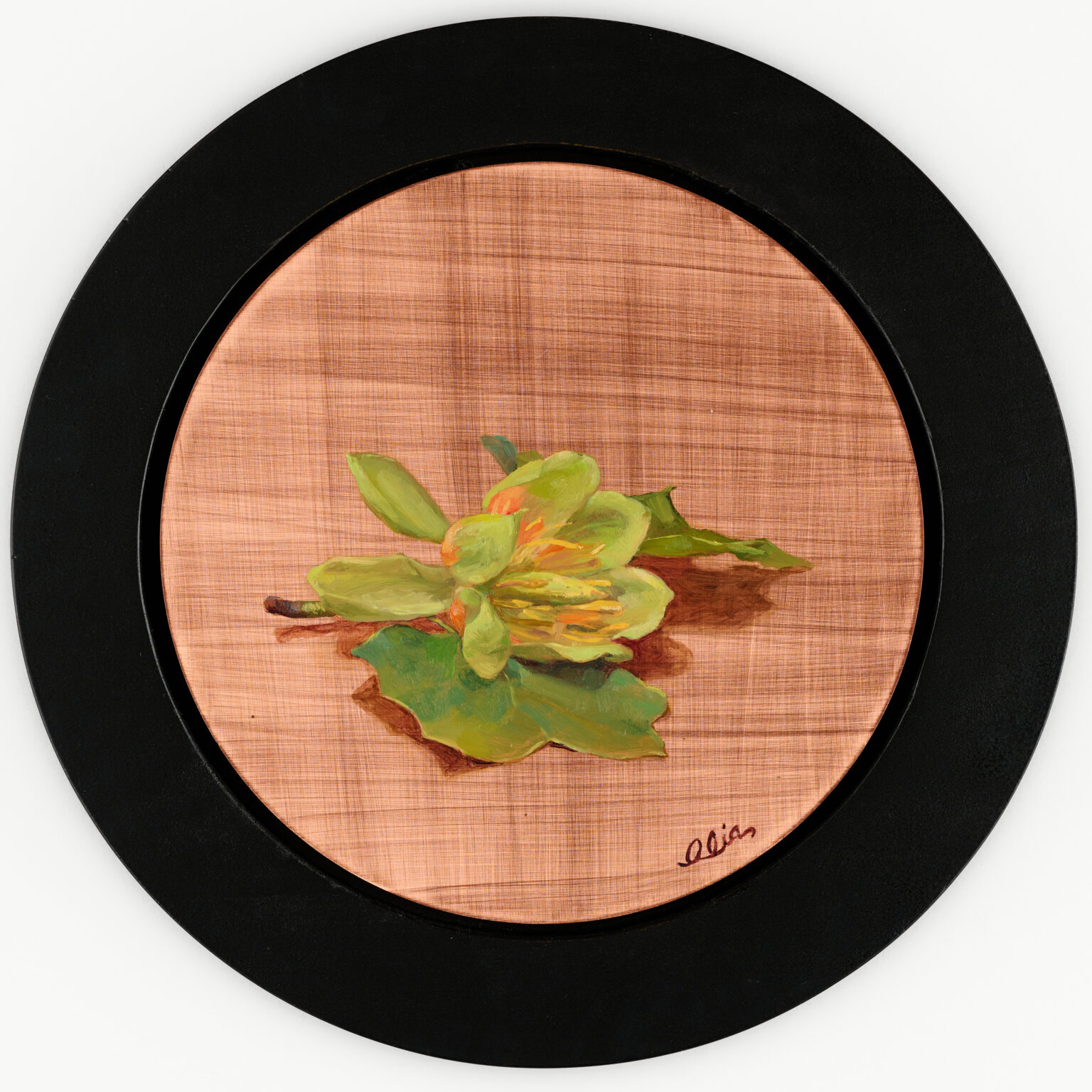 Tulip Poplar by Alia El-Bermani, oil on copper, 8 x 8, 2,000