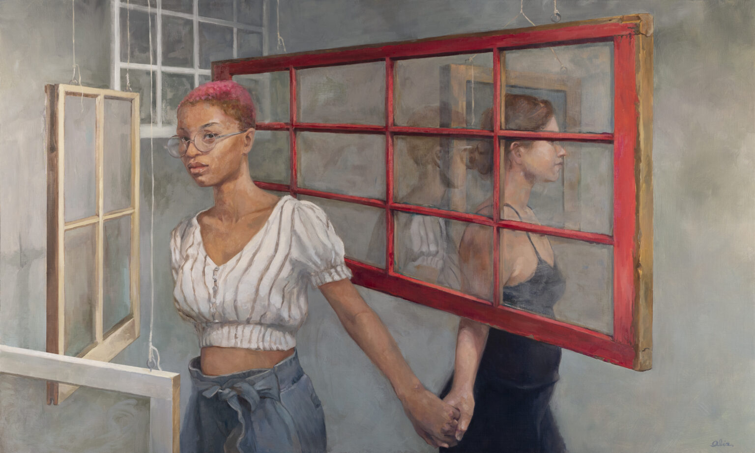 Unseen Connections by Alia El-Bermani, oil on aluminum, 36 x 60, SOLD