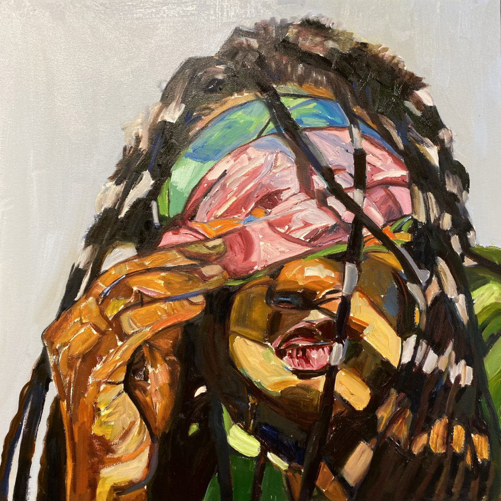 What I Can’t See by Beverly McIver, oil on canvas, 30 x 30 at Craven Allen Gallery SOLD