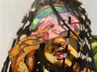 What I Can&rsquo;t See by Beverly McIver, oil on canvas, 30 x 30 at Craven Allen Gallery SOLD