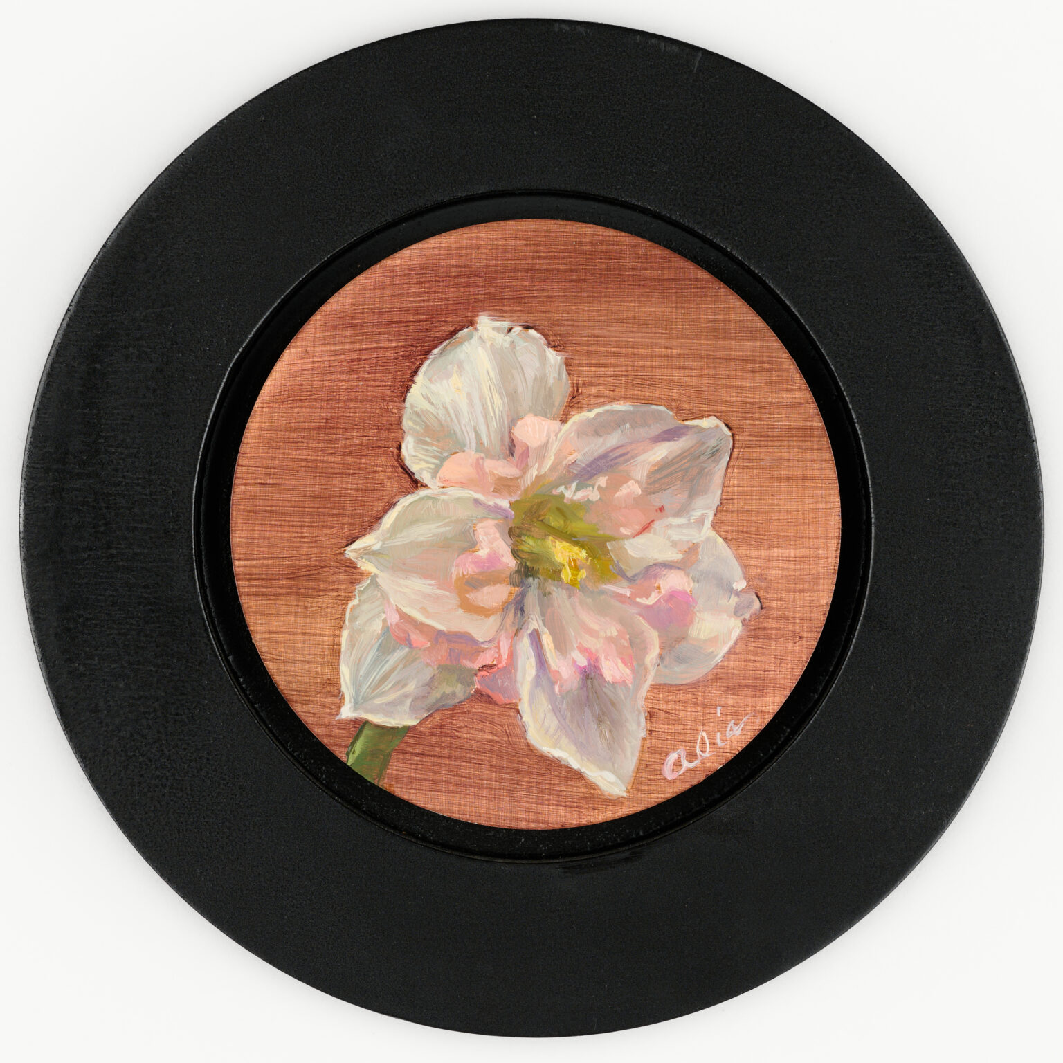 Wild Daffodil by Alia El-Bermani, oil on copper, 4 x 4, SOLD