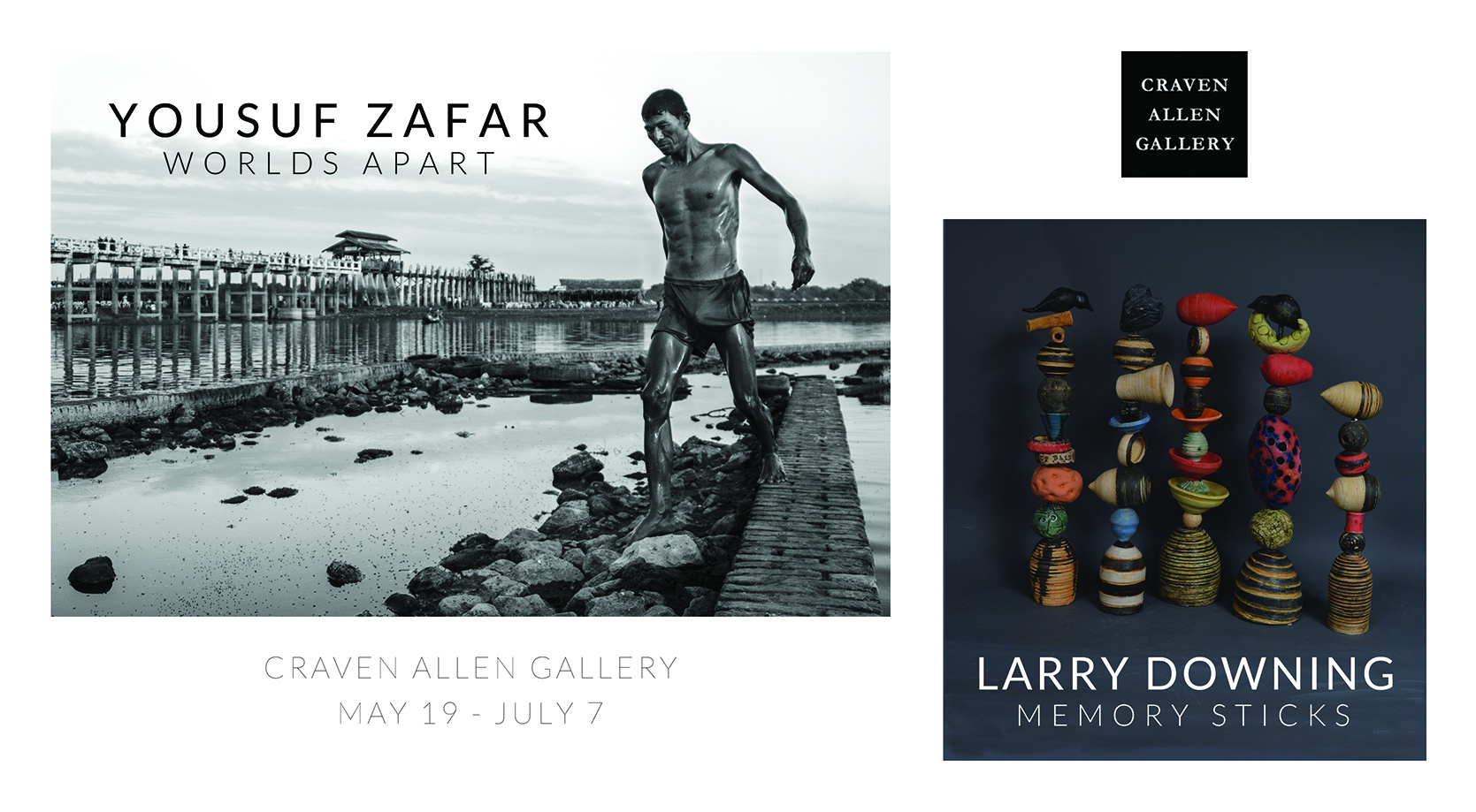 YOUSUF ZAFAR: WORLDS APART & LARRY DOWNING: MEMORY STICKS at Craven Allen Gallery