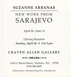 SUZANNE ARBANAS: NEW WORK FROM SARAJEVO