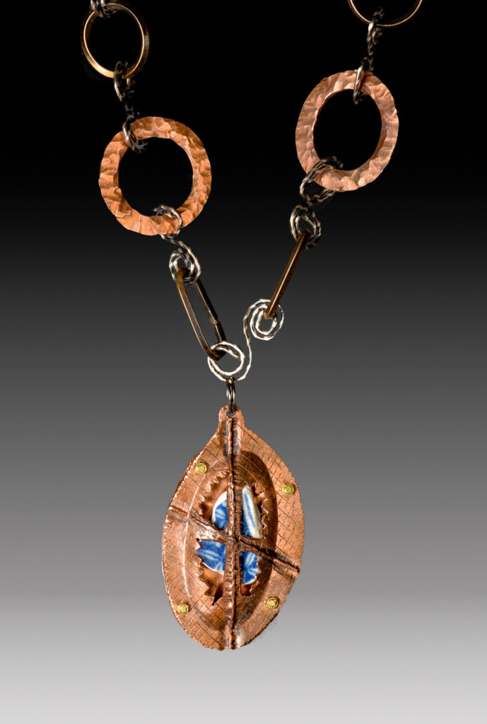 Copper Mudlark Pendant, mixed media, by Madelyn Smoak at Craven Allen Gallery