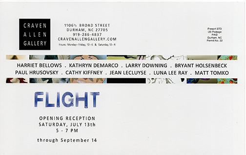 FLIGHT with Harriet Bellows, Kathryn DeMarco, Larry Downing, Bryant Holsenbeck, Paul Hrusovsky, Cathy Kiffney, Jean LeCluyse, Luna Lee Ray, Matt Tomko at Craven Allen Gallery