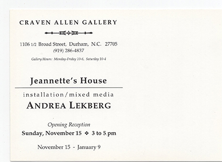 ANDREA LEKBERG: JEANNETTE'S HOUSE