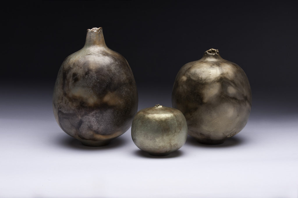 Pit fired earthenware, by Jim Lux at Craven Allen Gallery